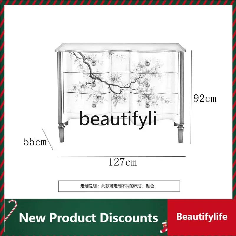 

Simple and stylish painted entrance door porch cabinet drawer storage locker D80