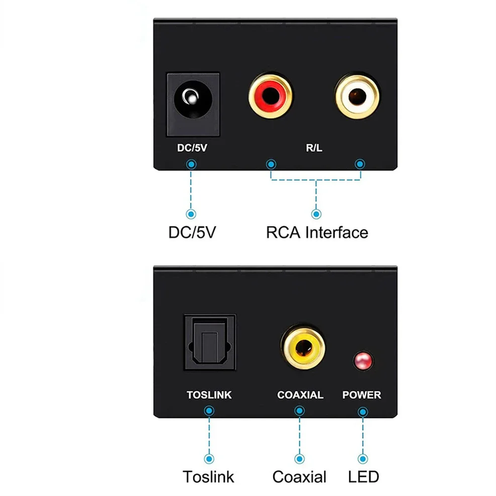 LccKaa Conversor de áudio analógico para digital Amplificador Decodificador óptico coaxial RCA Toslink Adaptador de áudio Adaptador SPDIF para TV Xbox