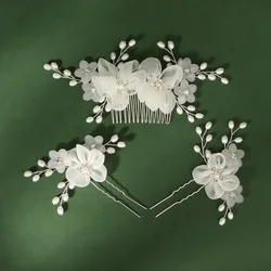 Fashion Bridal Headdress Flower Hair Comb Hairpin Set Handmade Bride Hair Accessories For Women Wedding Party Hairclips Gifts