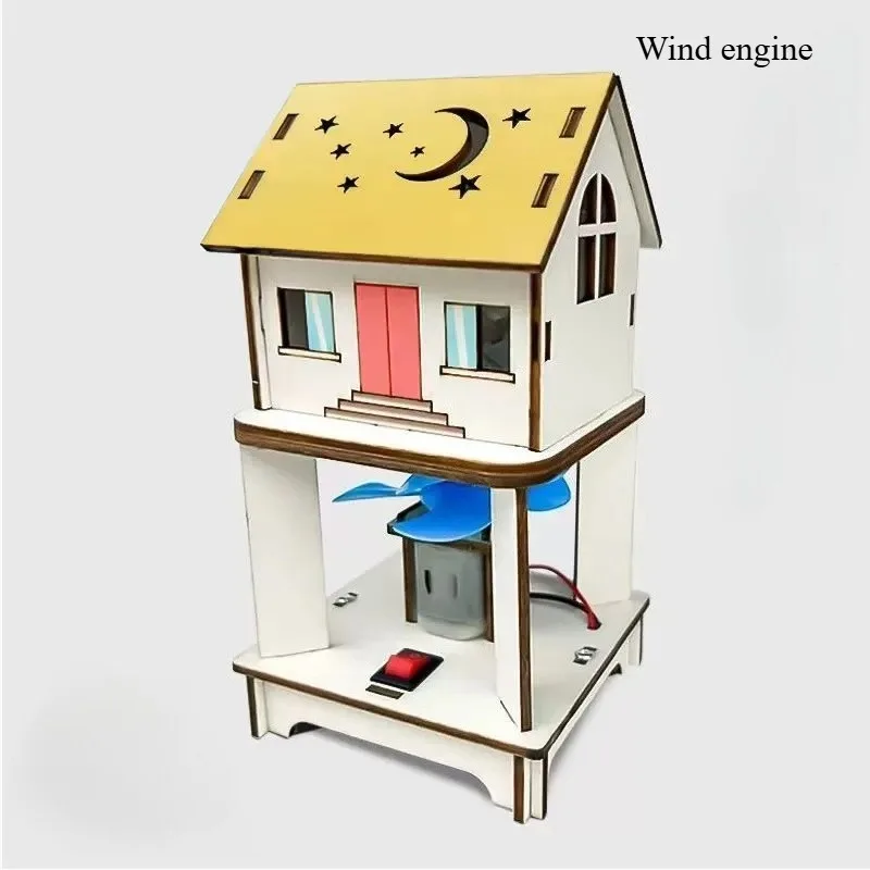 Wind Power Generation Hut DIY Model Science Experiment Educational Toy Handmade Small Production Assembly Craft Technology Proje