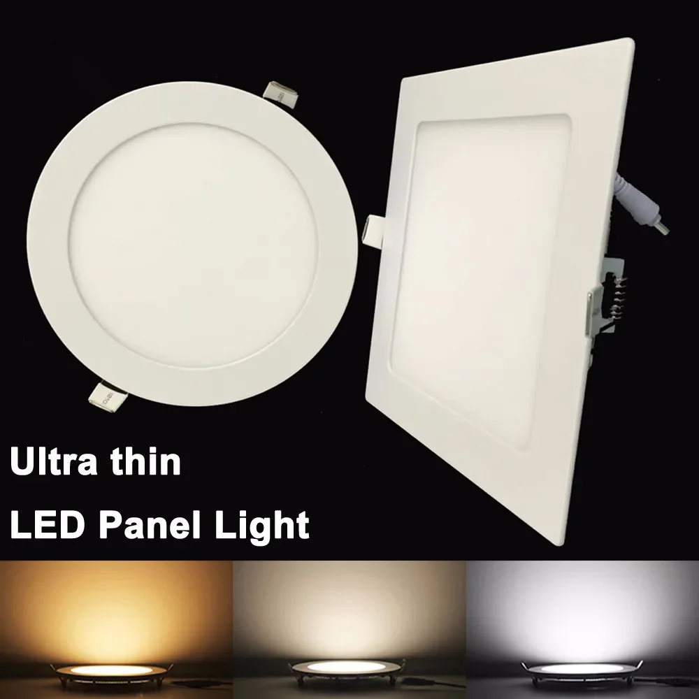 

Ultra Thin LED Panel Downlight 3W 6W 9W 12W15W 25W Round/ Square LED Ceiling Recessed Light AC85-265V LED Panel lamps