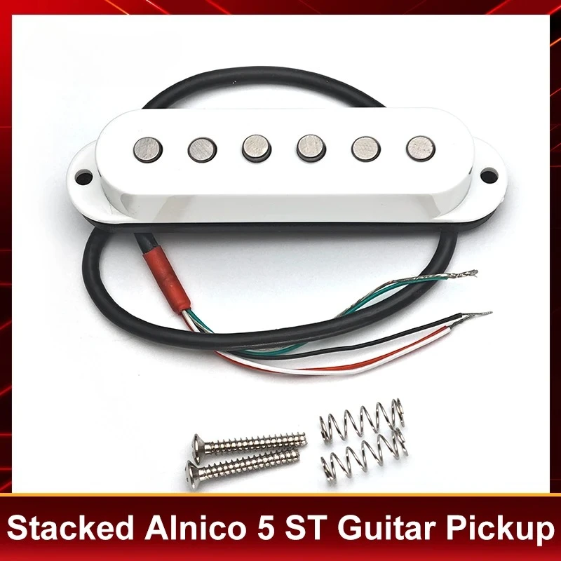 Stacked Pickup for ST Guitar Noise Reduction Alnico 2/5 Staggered Top Pole Pieces Vintage Tone Noiseless Split Coil