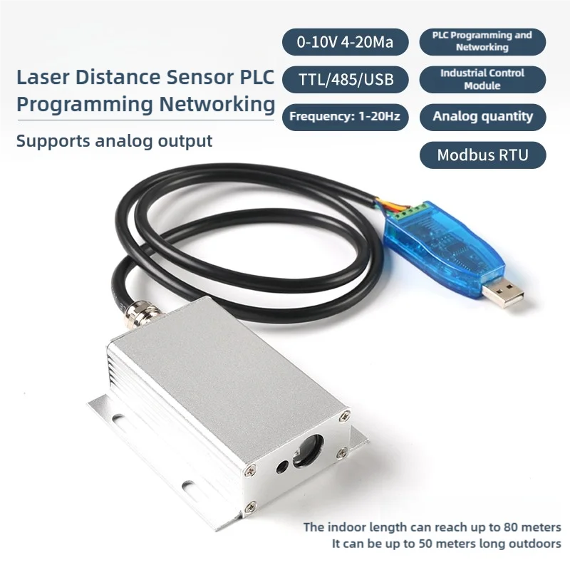 Laser Distance Sensor Industrial Module High-Precision TTL/485/RTU，4-20Ma 0-10V Analog Quantity
