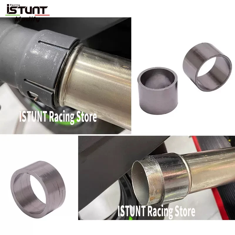 Tubo di collegamento per scarico moto/auto da 38, 39, 39.5, 40, 41, 42, 45, 48.5, 50, 55, 58 MM con guarnizione ad anello per silenziatori di varie dimensioni