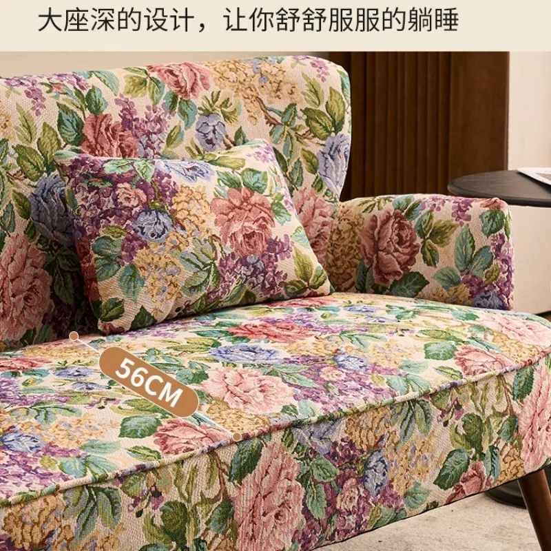 American pastoral retro style small apartment sofa living room balcony bedroom bed and breakfast wind jacquard fabric double