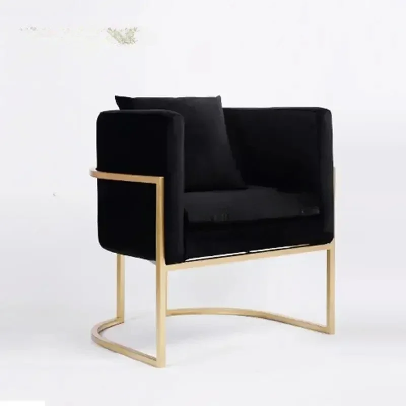 Nordic Gold Simple Backrest Dressing Lounge Stool Light Luxury Negotiation Seats Bedroom Table Makeup Chair Living Room Chair