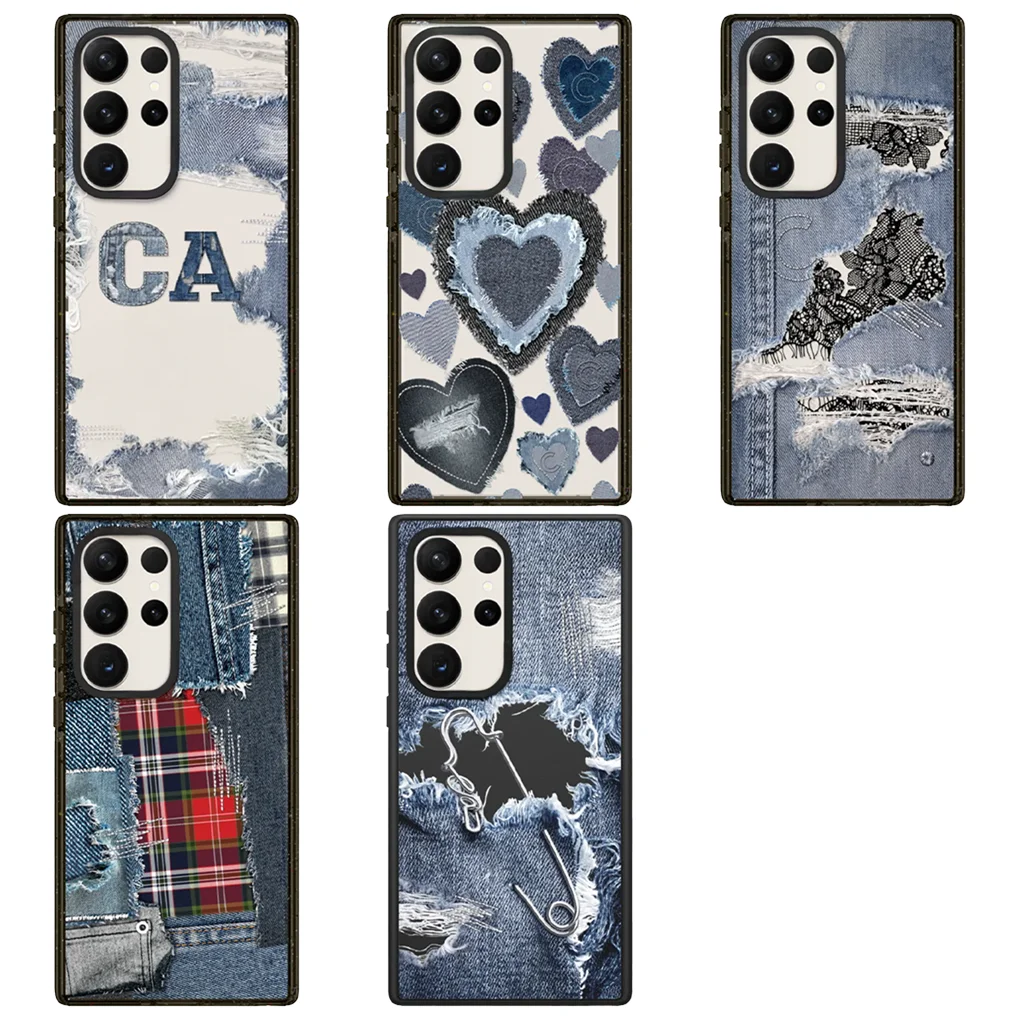 

Ripped Jeans Acrylic Black Border Case for Samsung Galaxy S23 S24 S25 Ultra Plus S25+ Cover Protective Shell