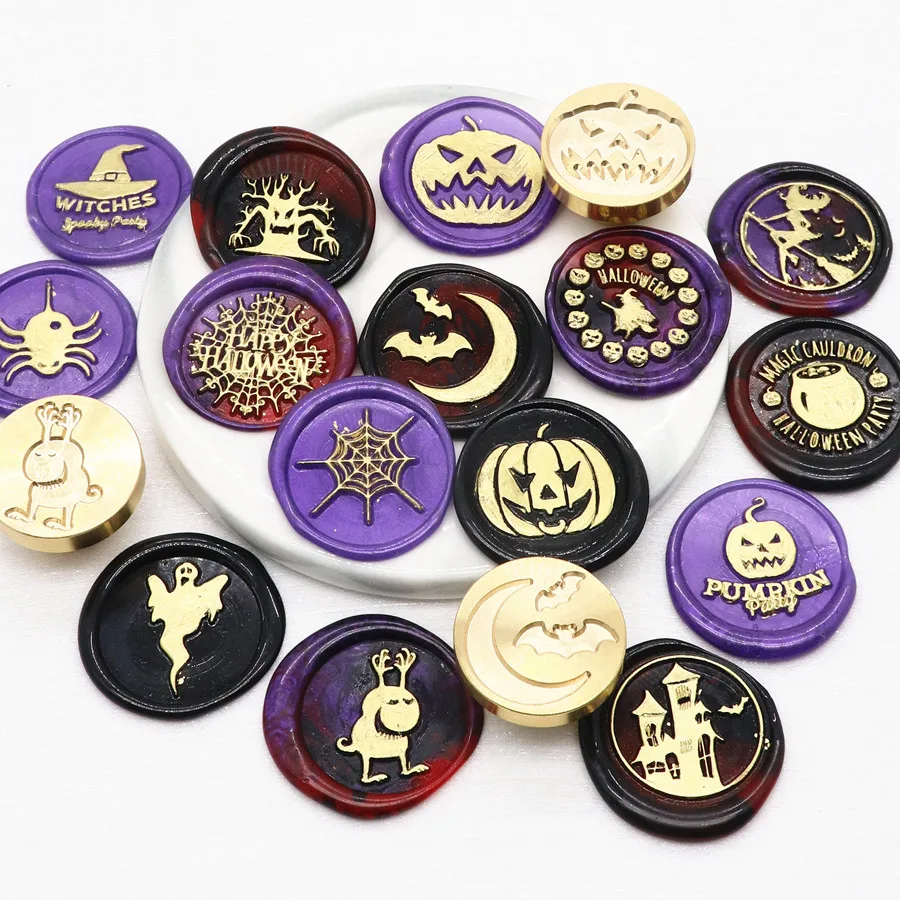 1 unidad de cabezal de sello de cera serie Halloween de 25MM, cabezal de sello de sellado Retro Vintage para tarjetas de regalo de Festival, álbum de recortes