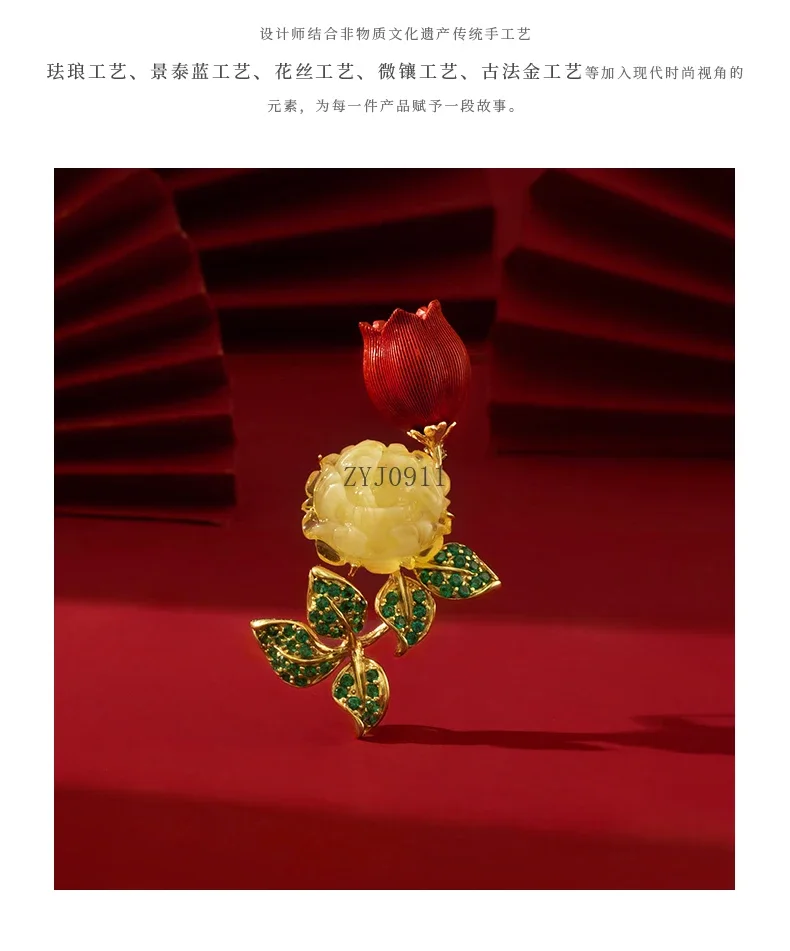 زهرة تتفتح الثروة بروش الراقية الإناث الفضة الاسترليني شمع العسل منحوتة باليد الصدار تصميم المتخصصة دبوس