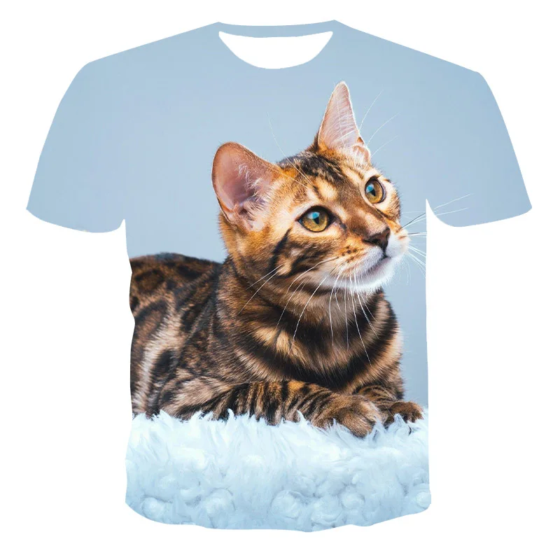 New Summer 3d Printing Cute Cat Short Sleeve Shirt Men And Women Casual Streetwear Sports Breathable Thin Translucent T-shirt