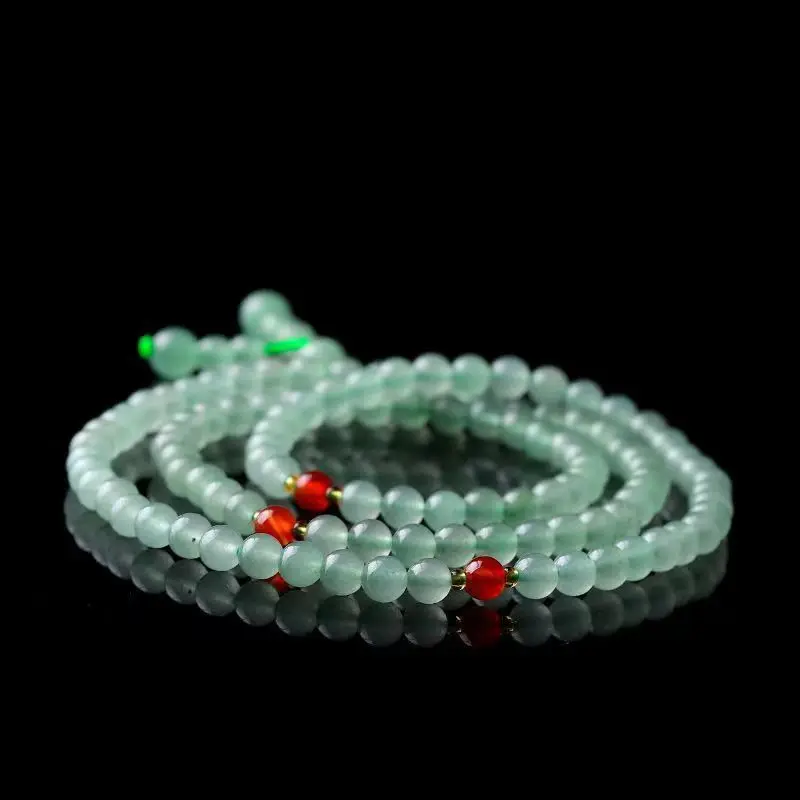 Natural Green Jade Bracelet Men Women Fine Jewelry Genuine Myanmar Jadeite 108 Buddha Bead Bracelets Burma Jades Bangle Necklace