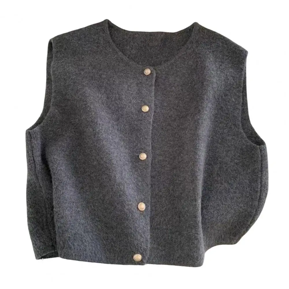 2024, весенне-осенний корейский модный свитер с круглым вырезом, жилет, однотонный вязаный топ на бретелях, кардиган без рукавов, жилет, трикотаж