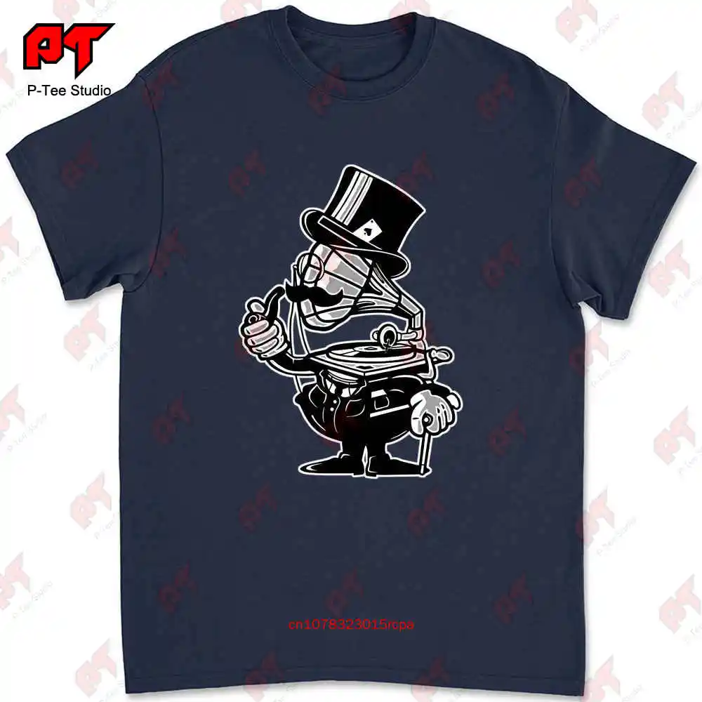 Gramophone Head Gentlemen Moustache Smoke Pipe T-shirt 68YV