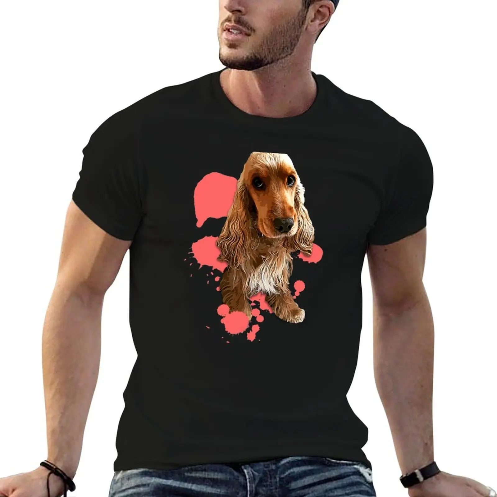 

Cocker Spaniel Fun Splash Puppy Dog T-Shirt t shirts with prints t shirts for man cotton T-Shirt