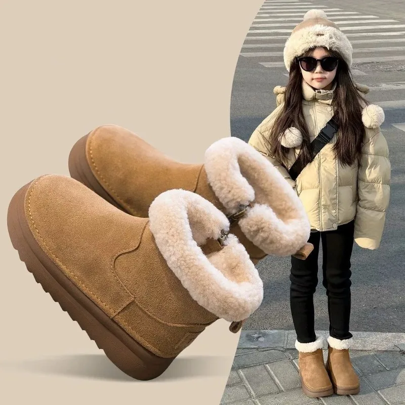 

2025 Winter Snow Boots Children High quality and hot selling Flat Bottom Warm Cotton Ankle Boots New Fashion Style Booties