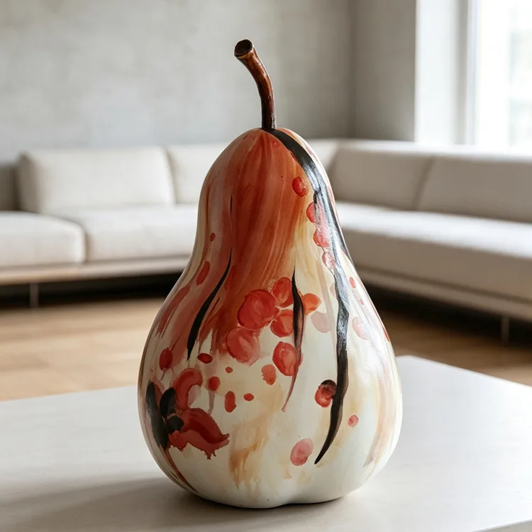 Medieval French apple and pear, hand-painted sculpture ornament, hotel living room home art