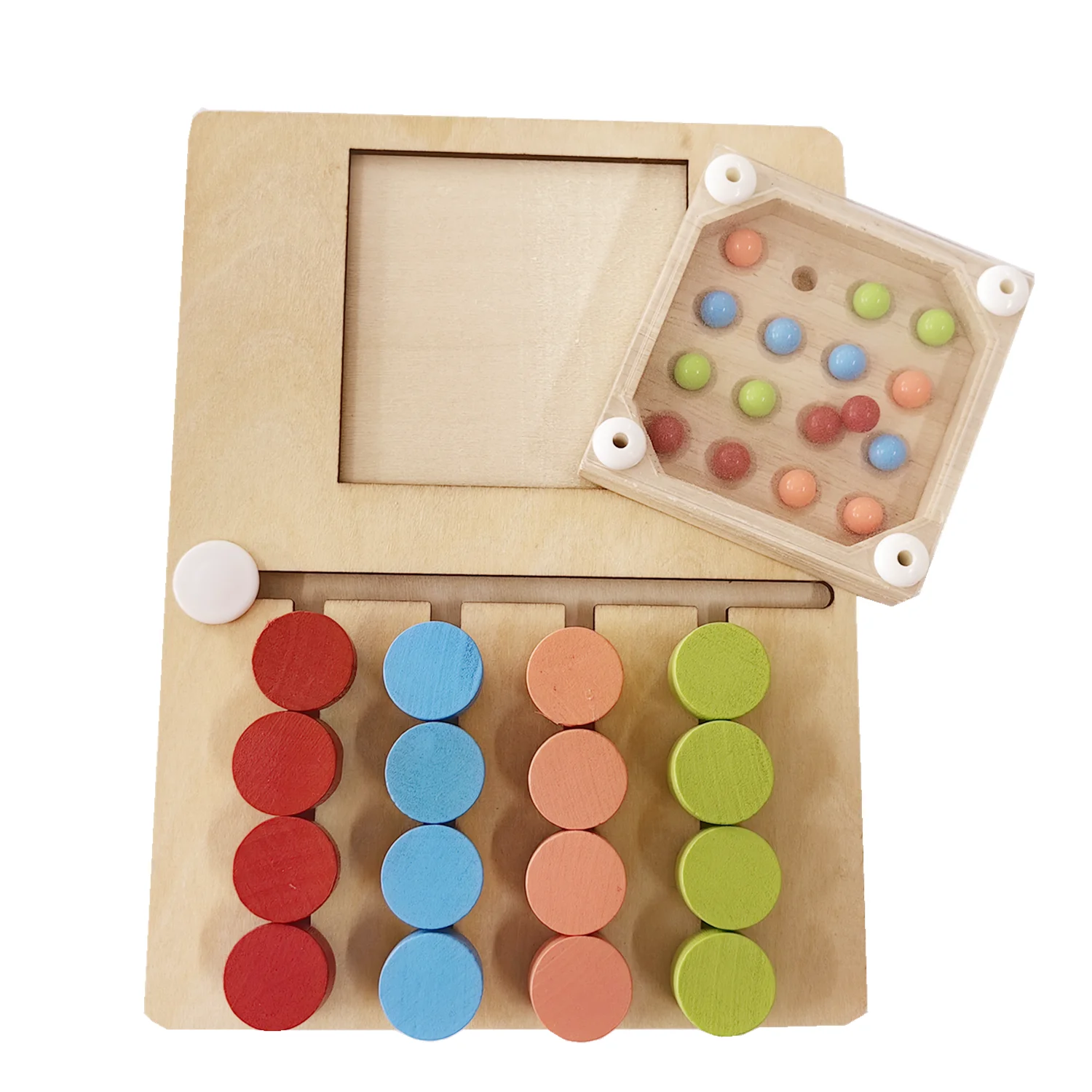나무 쉐이킹 비드 4 색 포지셔닝 장난감 색상 모양 일치인지 학습 게임 보드 어린이를위한 선물 선물