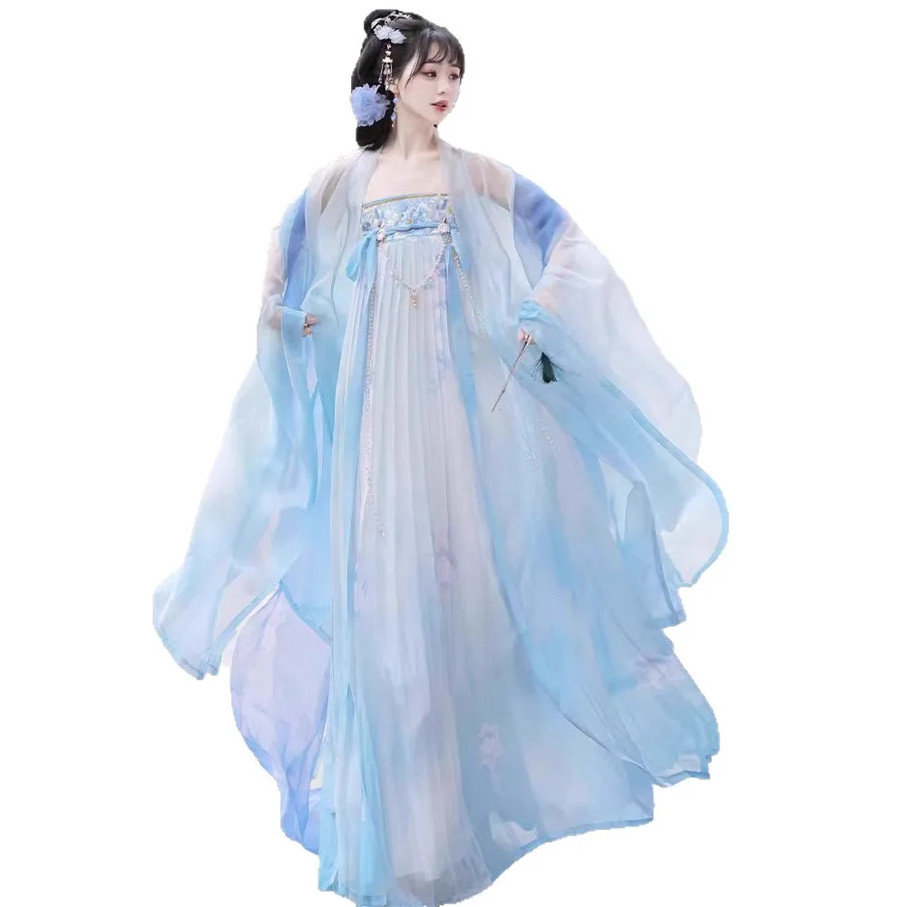 Spring Summer Women's Tang Dynasty Hanfu Dress Ancient Traditional Chinese Cosplay Costume
