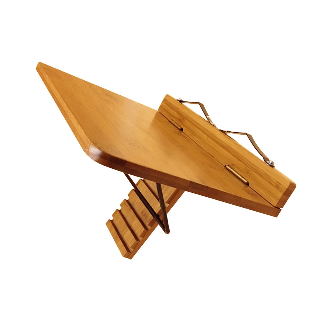 1pc Bamboo Book Stand Large Size Portable Adjustable Reading Stand For Books Tablets Music Sheets Wooden Reading Shelf