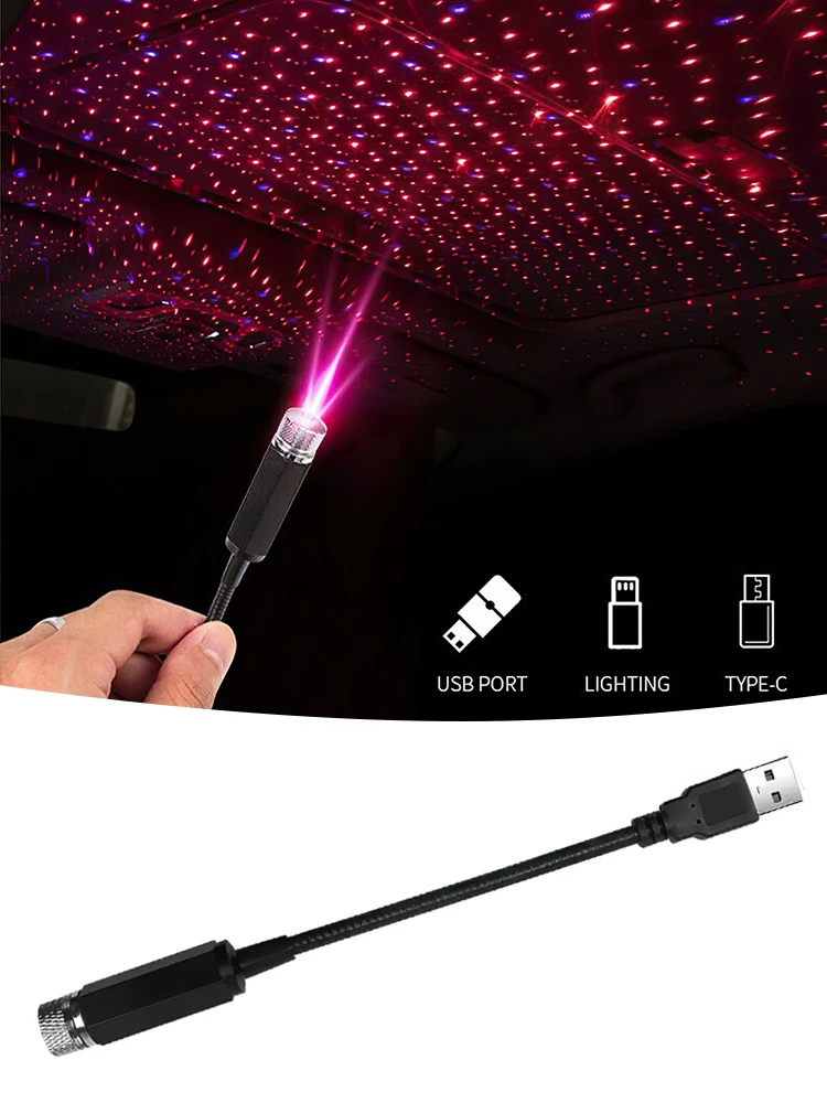 

5V Car Romantic LED Starry Night Light USB Powered Projection Light Suitable For Car Roof And Ceiling Decoration Tools