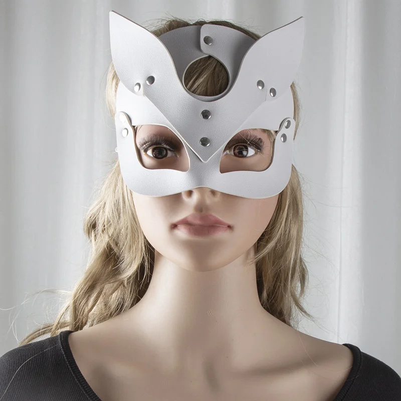 Masque demi-visage en cuir sexy pour femme, cosplay de renard, fête d'Halloween, fournitures de festival punk