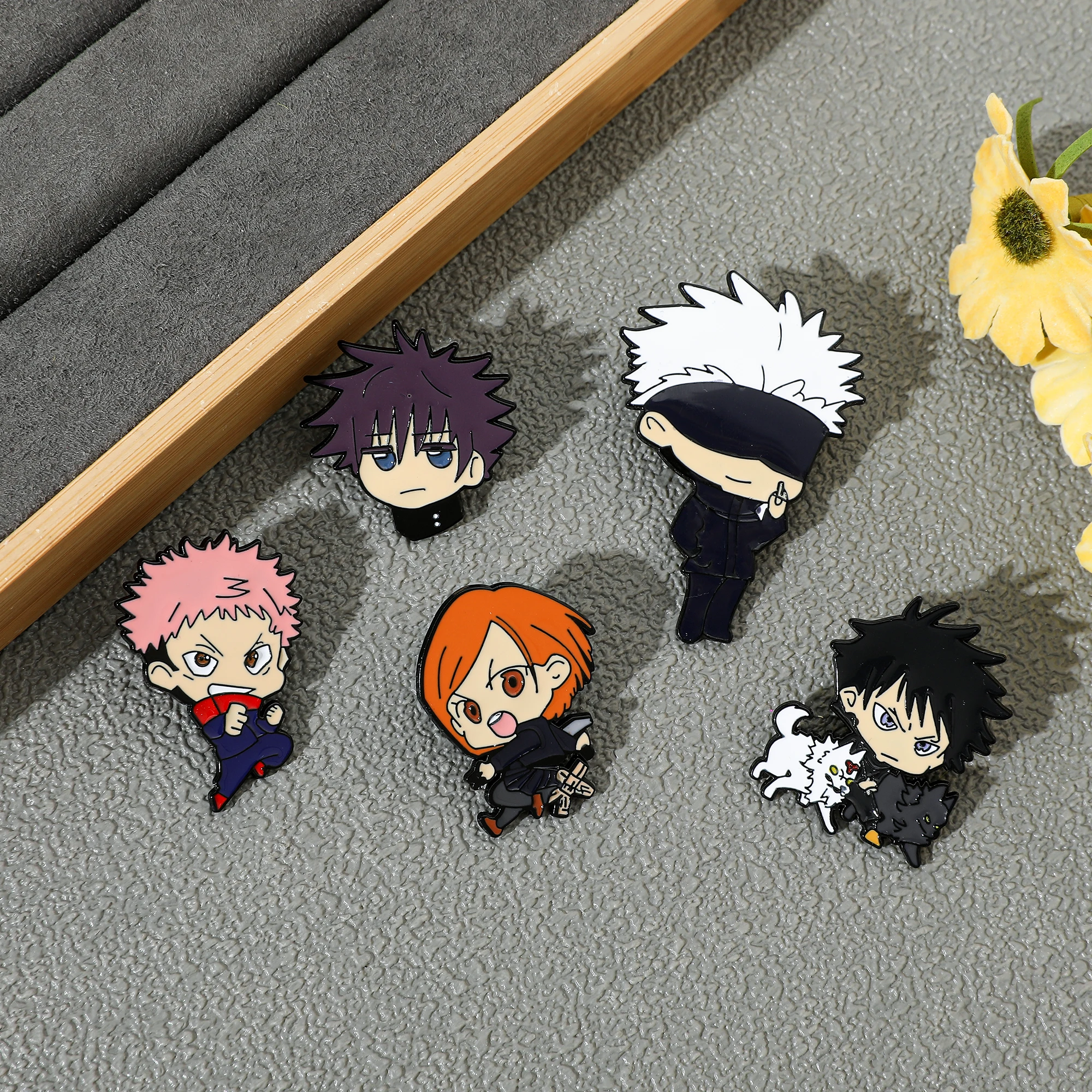 5 Pcs ​​Anime Personality Brooch Funny Cute ​Itadori Yuji ​​ Enamel Pin Metal Badge Jewelry Clothing Backpack Accessories Gift view 3
