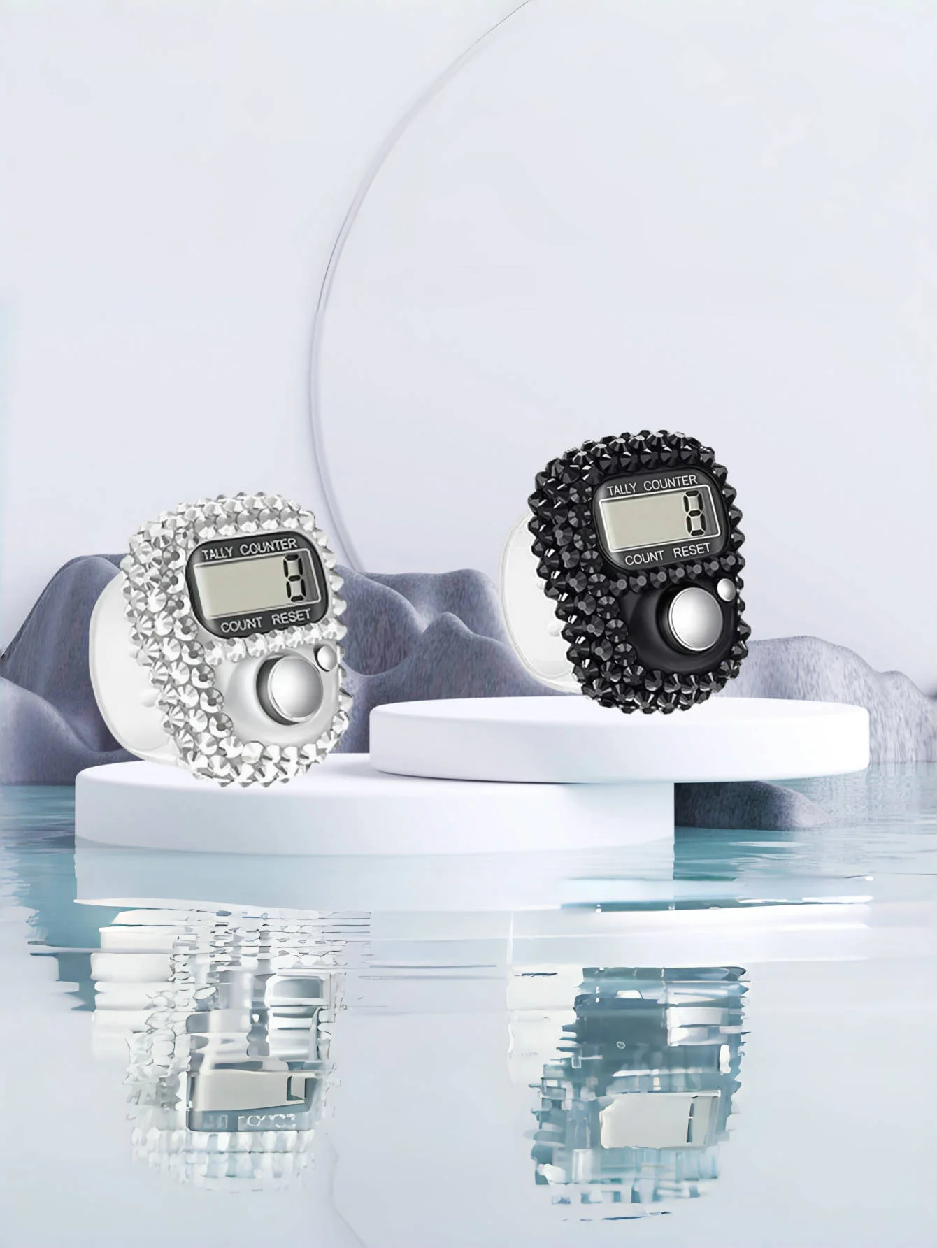 6 Colors Available Sparkling Rhinestone Finger Counter Portable Clicker Fitness/Prayer/Activity Counting Tool Tasbih Resettable