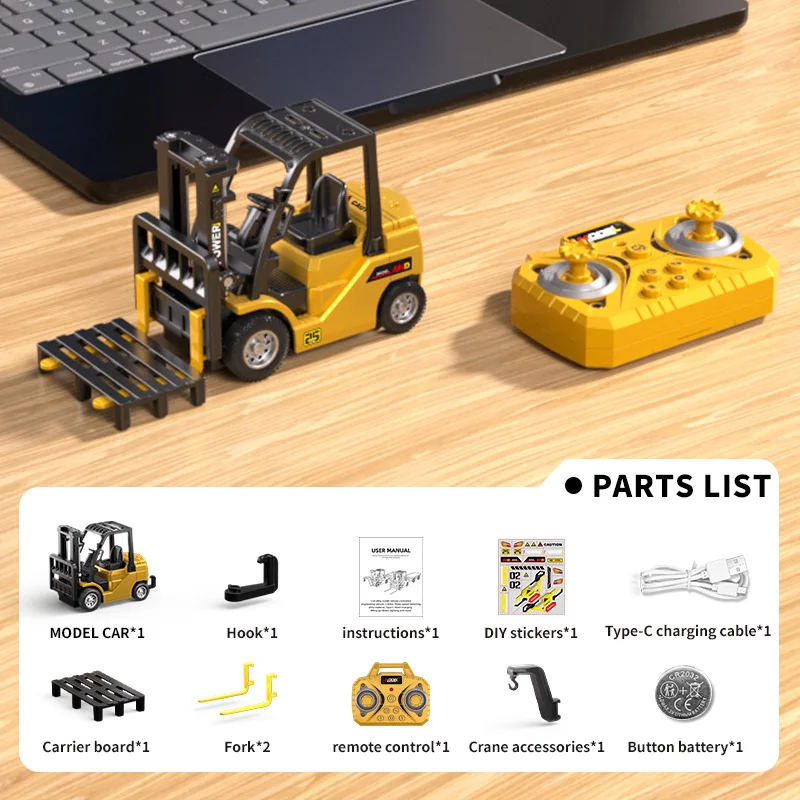 1: 64 بلوتوث سبائك صغيرة رافعة شوكية لودر أطفال بالريموت كنترول Rc التحكم عن بعد نموذج سيارة الديكور سطح المكتب لعبة الصبي هدية الكريسماس