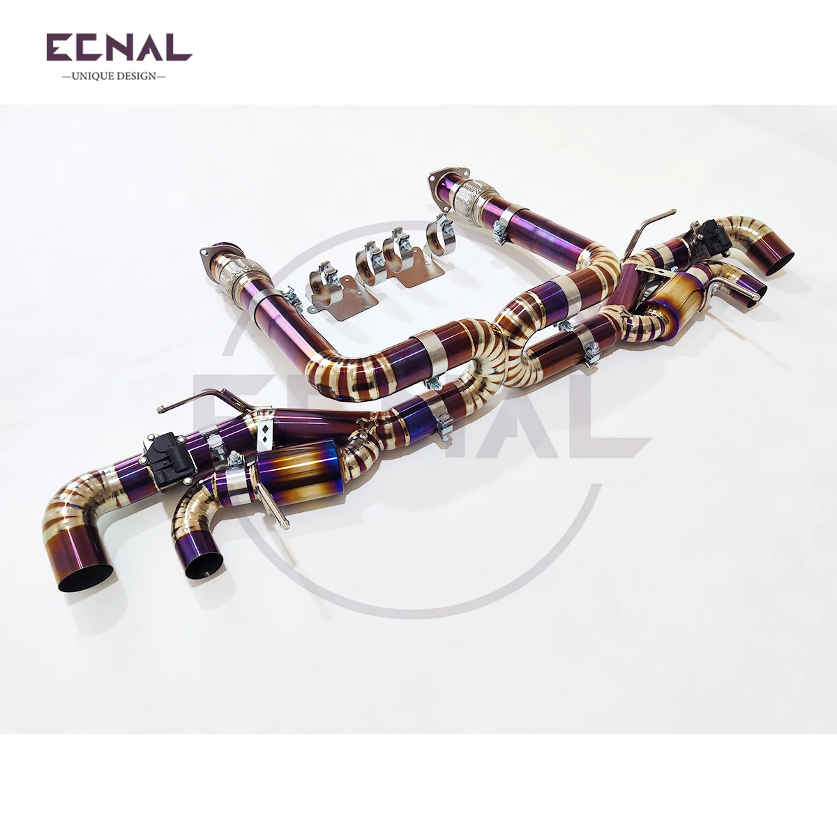 Ecnal Exhaust Pipe System with Valve Muffler Titanium Alloy Car Sport Axle-back Pipe for Corvette C8 6.2L V8 2020+