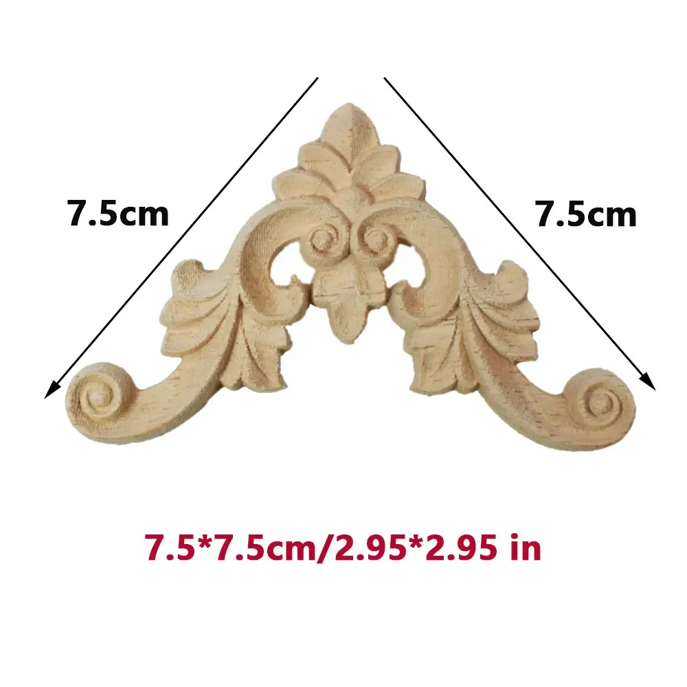 4PCS Wood Carved Decal Wood Corner Decorative Wooden Carving Furniture Unpainted Applique Frame Cabinet Fireplace Door Decor