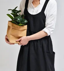 Pinafore Cotton Linen Gardening Coffee Shop Kitchen Aprons Cooking Baking Cleaning Restaurant Stylish Design Florist