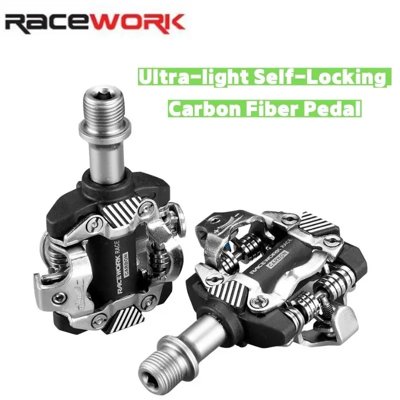 RACEWORK X-M8100 Ultra-light Self-Locking Carbon Fiber Pedal SPD   DU Bearing MTB Bicycle Die Casting Cycling Parts