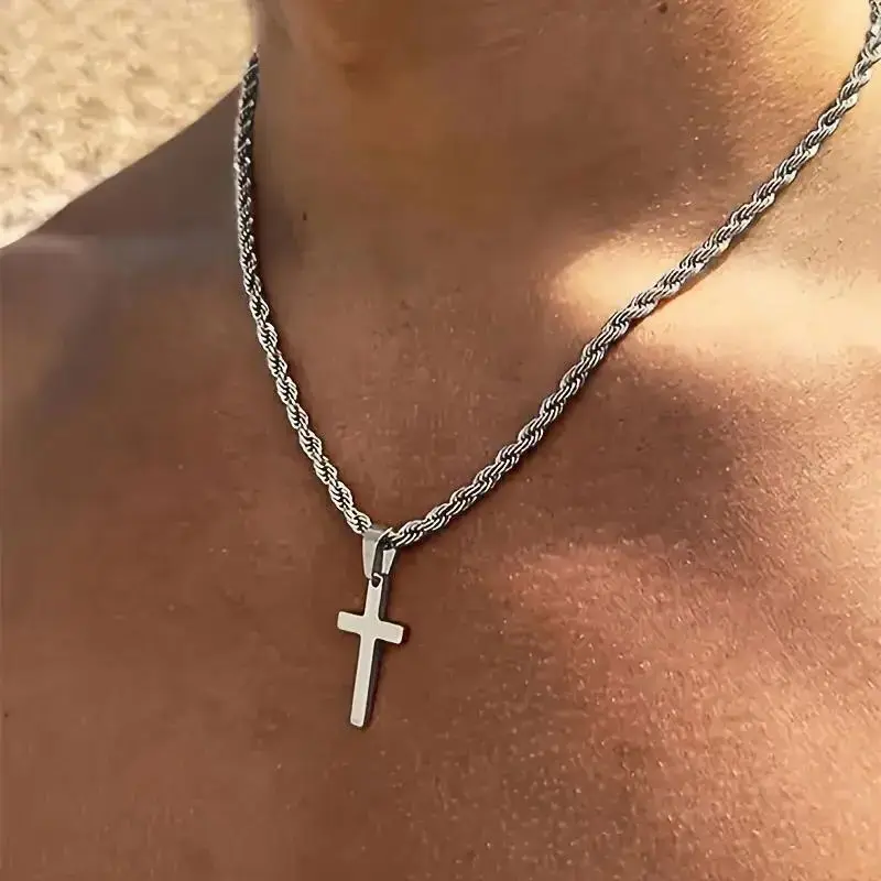 

New Stainless Steel Cross Pendant Necklace for Men Women Gold Silver Color Jewelry Male Female Necklaces Chokers Gifts 2025