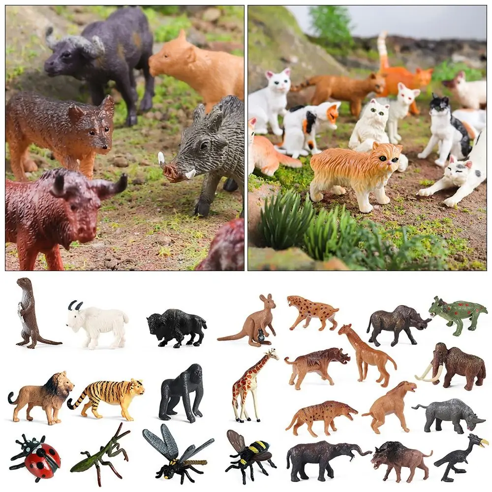 12pcs Dog Cat Simulation Ocean Animal Figurine Figures Toy Sea Life Model Wild Animal Model Mini Insects Animal Model Set