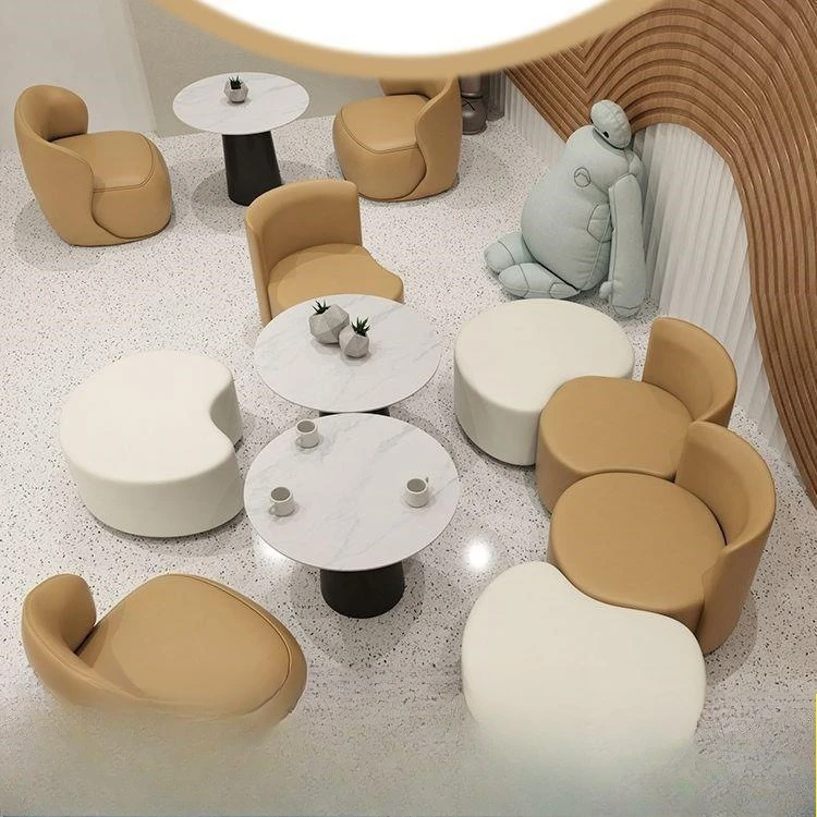 Leisure Club Sales Office Negotiation Reception Sofa Book Bar Milk Tea Cafe Table and Chair Combination