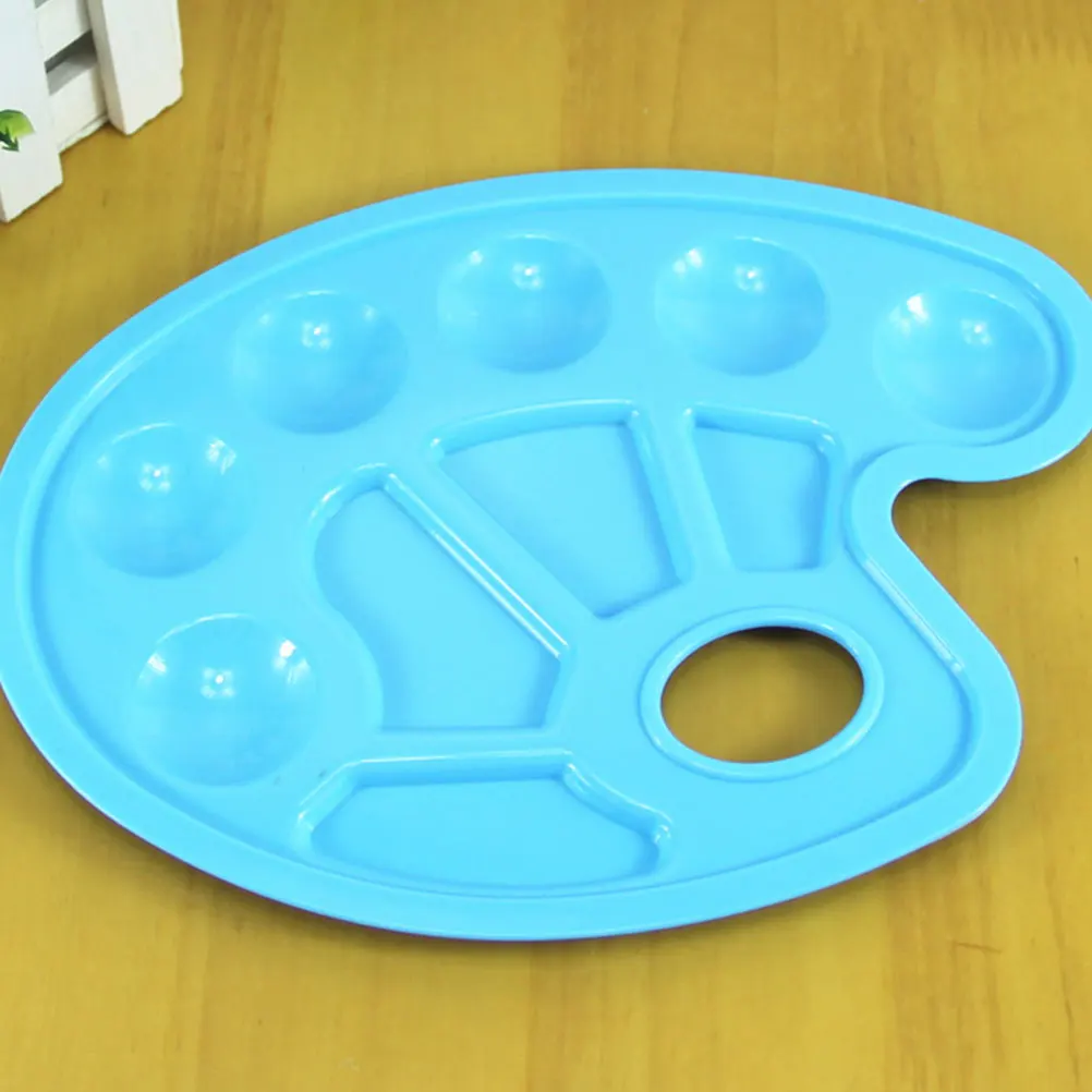 

10pcs 10 Lattices Watercolor Palette Plastic Color Mixing Tray Lightweight Durable Sturdy Art Craft Painting Kids Blue