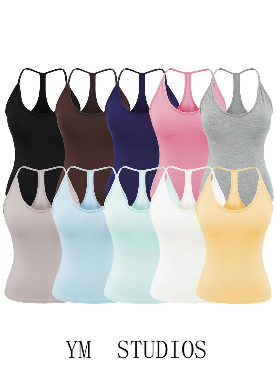 Fitness Women's Modal Halter Top Vest Removable Chest Pad Beautiful Back Design Short Style V-neck Summer Outerwear