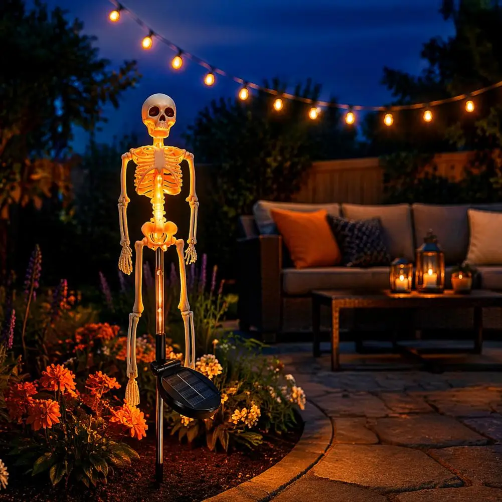Halloween Skeleton Solar Lights Halloween Party Decoration 3d Skeleton Solar Garden Lamp Spooky Outdoor Pathway Lights for Yard