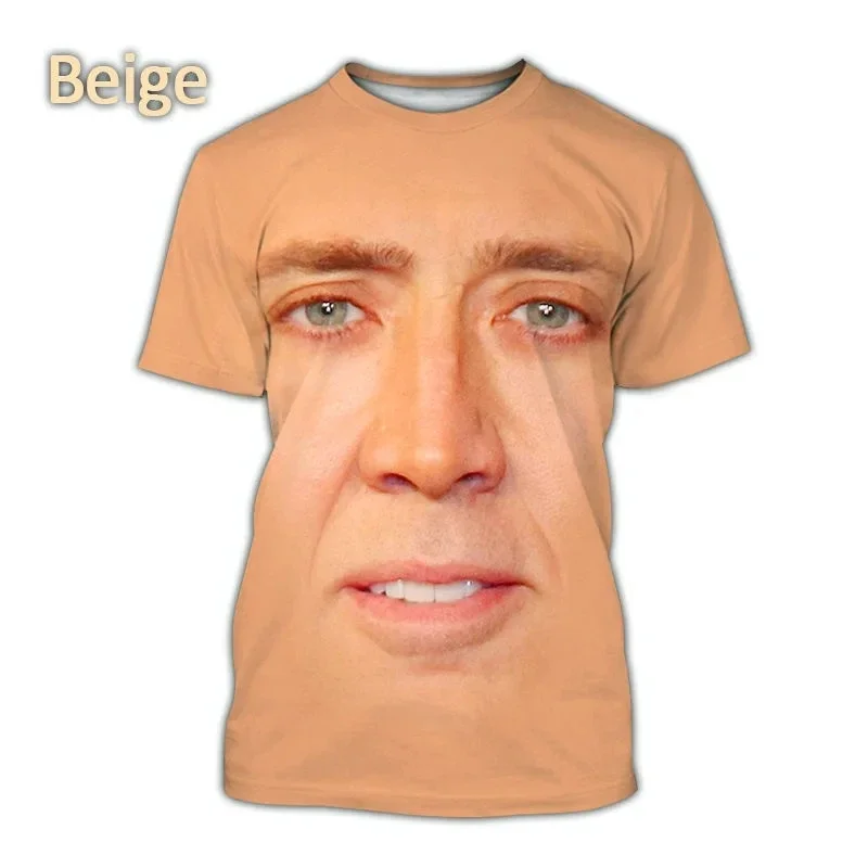 Summer Fun 3D Printed Nicolas Cage Graphic T-shirt for Men and Women Fun Casual Fashion Hip Hop Loose Short Sleeved Top