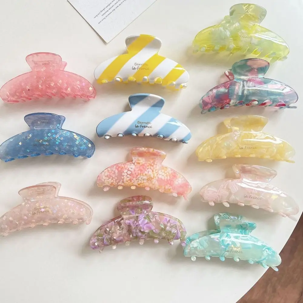 

Fashion Fresh Acetate Hair Claw Acetic Acid Hair Clip Irregular Pattern Shark Clip Stripe Headwear Flower Hair Claw Girls