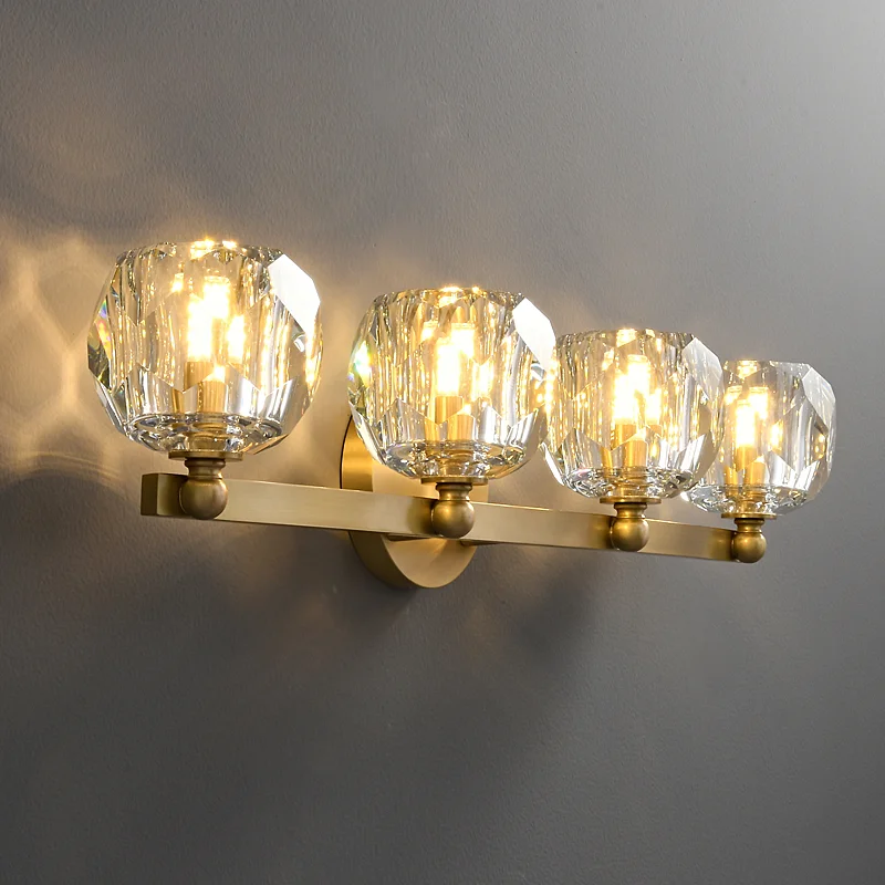 

Makeup crystal mirror front lamp, modern luxury dressing wall lamp, all copper lamp, bathroom mirror dedicated mirror lamp