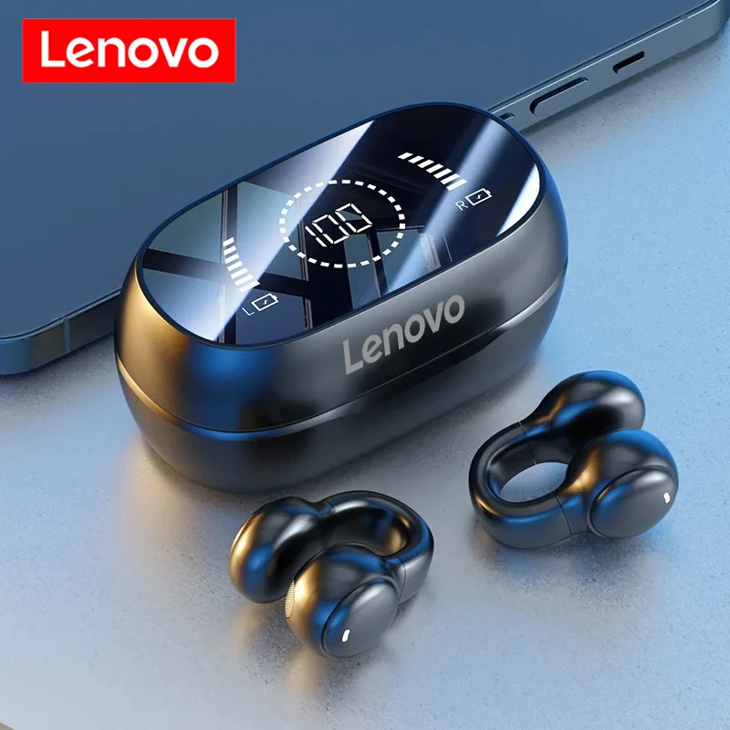 Fones de Ouvido Sem Fio Lenovo M47 TWS Originais, Headset Bluetooth, Fones de Ouvido com Carregamento X51, Fones de Condução Óssea Esportivos com Micr