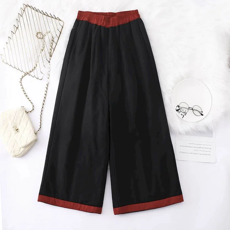 

Wide Leg Pants for Women Vintage Solid Trousers Women Lightweight Cotton Added Casual Winter Warm Quilted Pants Women Clothing