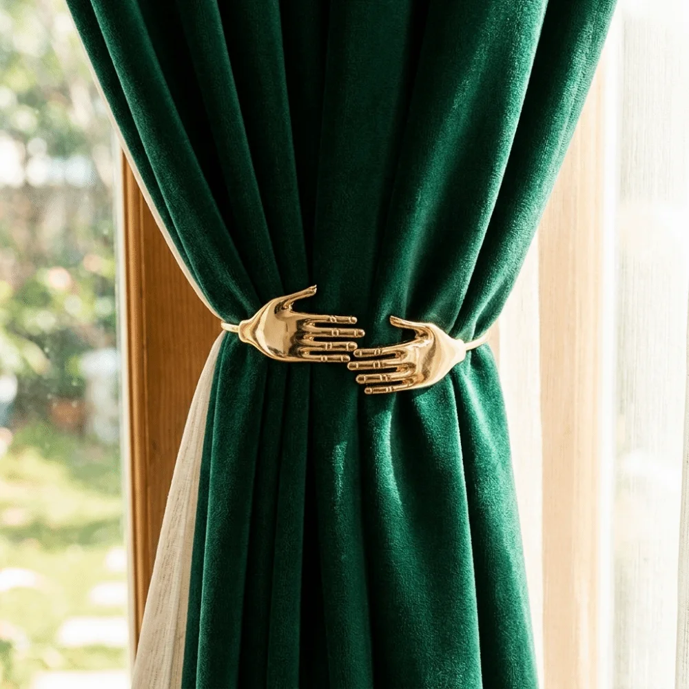 U-Shaped Design Curtain Holdback Heavy Duty Decorative Curtain Tiebacks Creative Hand Shaped Curtain Holder Living Room