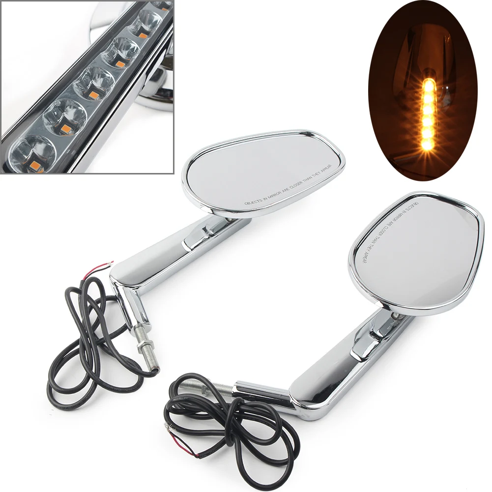 Motorcycle Rearview Mirror w/ LED Turn Signals light 2Pcs For Harley VROD VRSCF 2009 2010 2011 2012 2013 2014 2015 2016 2017