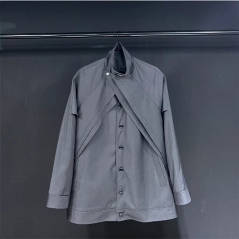 2025 dark grey with rotator sleeve retro coat loose non-Korean jacket autumn and winter thin new top for men and women