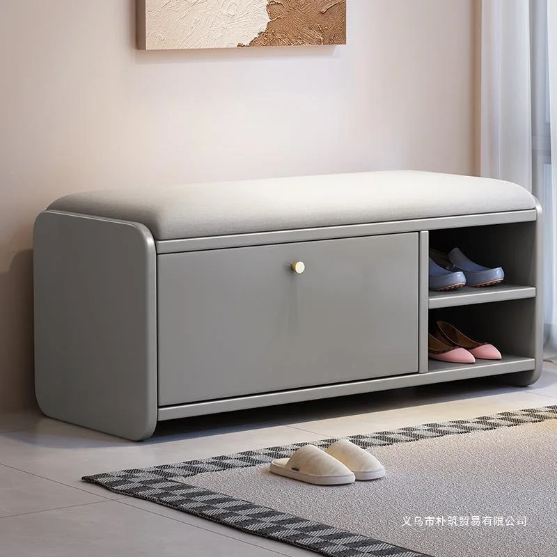 HYS Nordic solid wood tipping bucket shoe changing stool shoe cabinet enters the door household seat integrated bench modern