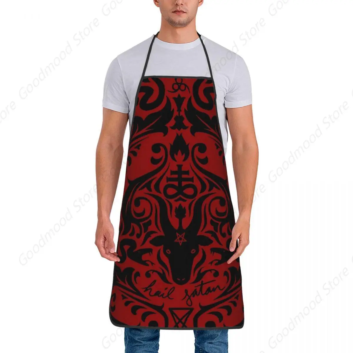 Damask - Hail Satan Apron Chef Cooking Cuisine Tablier Waterproof Bib Kitchen Cleaning Pinafore for Women Men