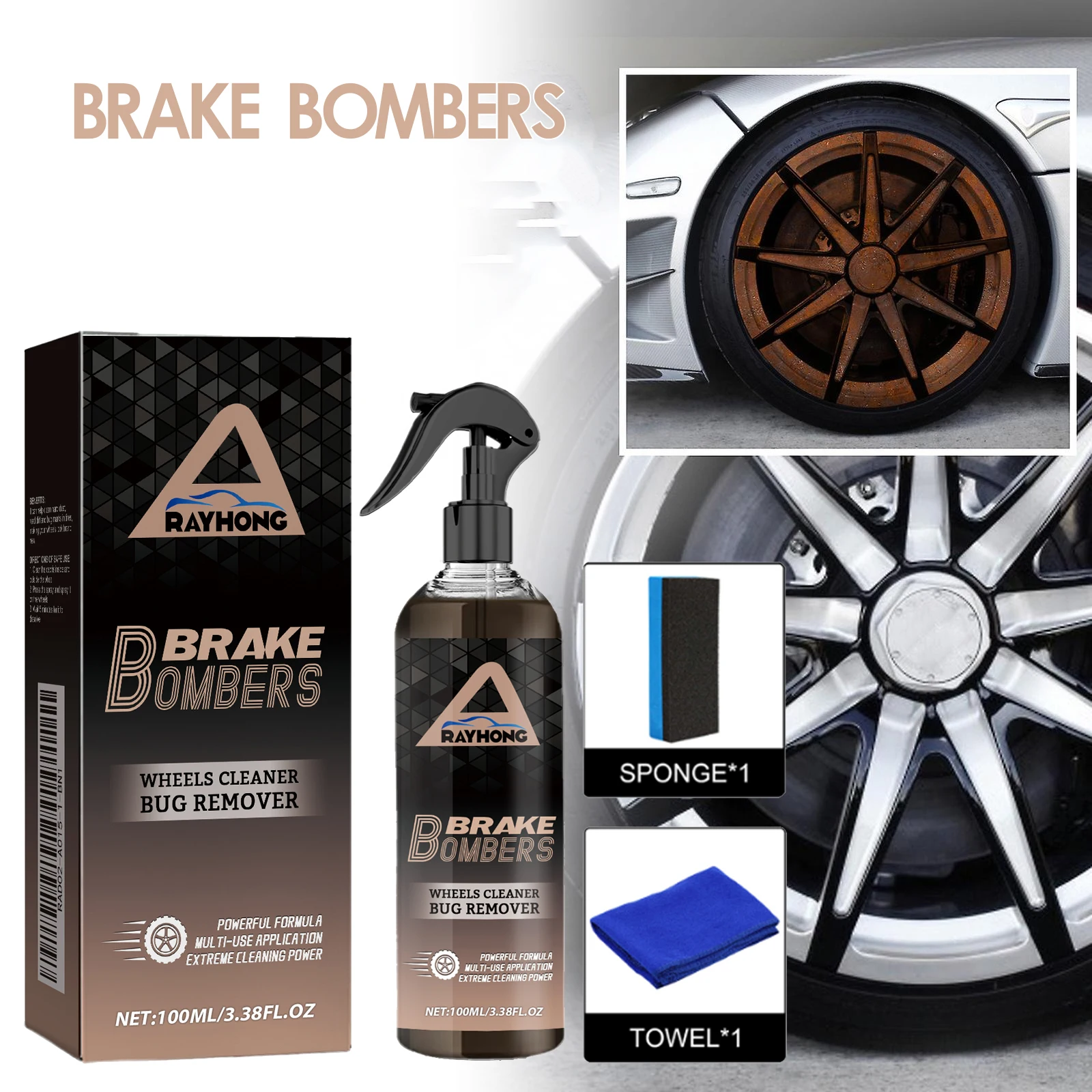 

Brake Cleaner for Cars - Rust Removal, Polishing & Wheel Noise Reduction Sticker