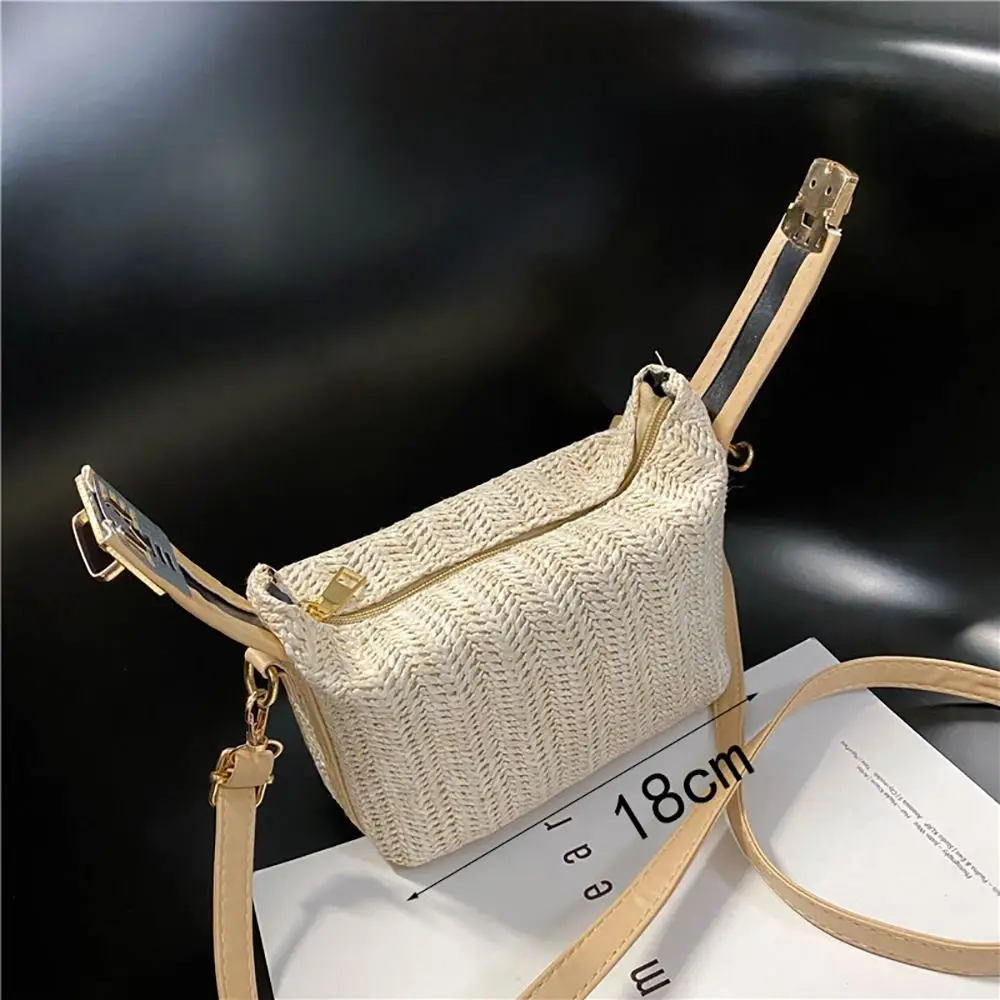 With Hardware Lock Crossbody Bag Trendy Large Capacity Simple Straw Handbag Soft Handle Beach Bag Women Girl